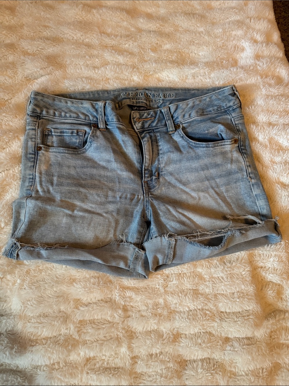 American Eagle Outfitters Light Wash Rolled Cuff Denim Shorts